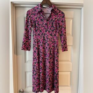 Diane Von Furstenberg Pink and Black Printed Midi Dress